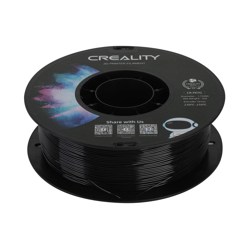 Creality 3D Printer Filament PETG Filament 1.75mm 2.2lbs Odorless Non-Toxic High Precision Strong Toughness Overhang Performance Accuracy +/-0.02mm, Transparent