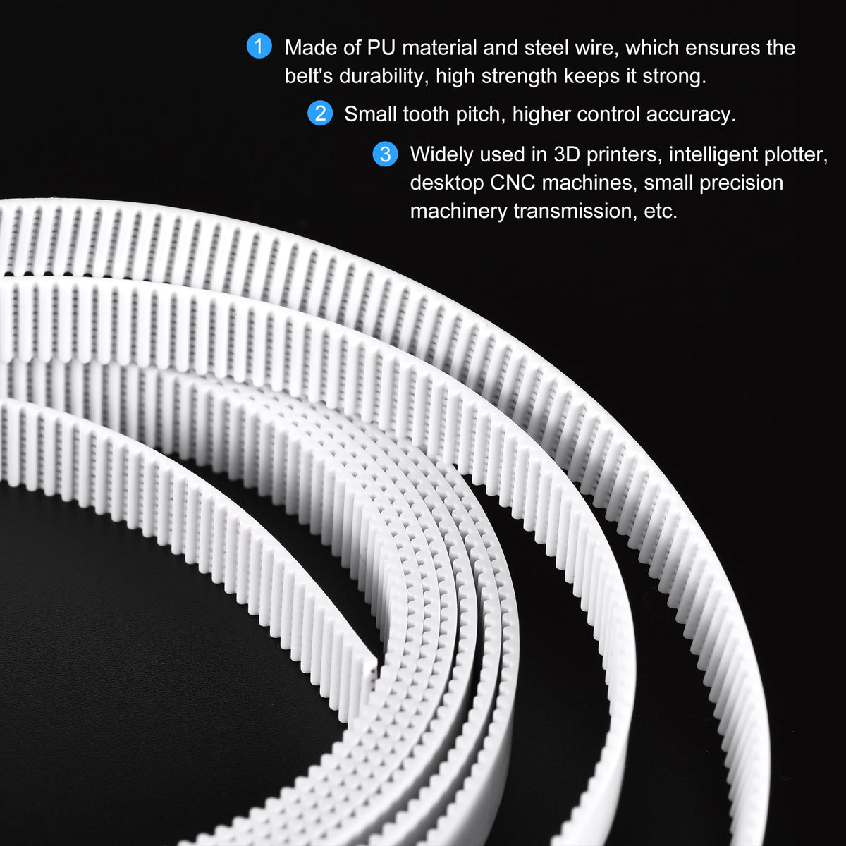 Uxcell White Timing Belt 5 Meter Circumference 6mm Width Opening Fit Synchronous Pulley Wheel for 3D Printer
