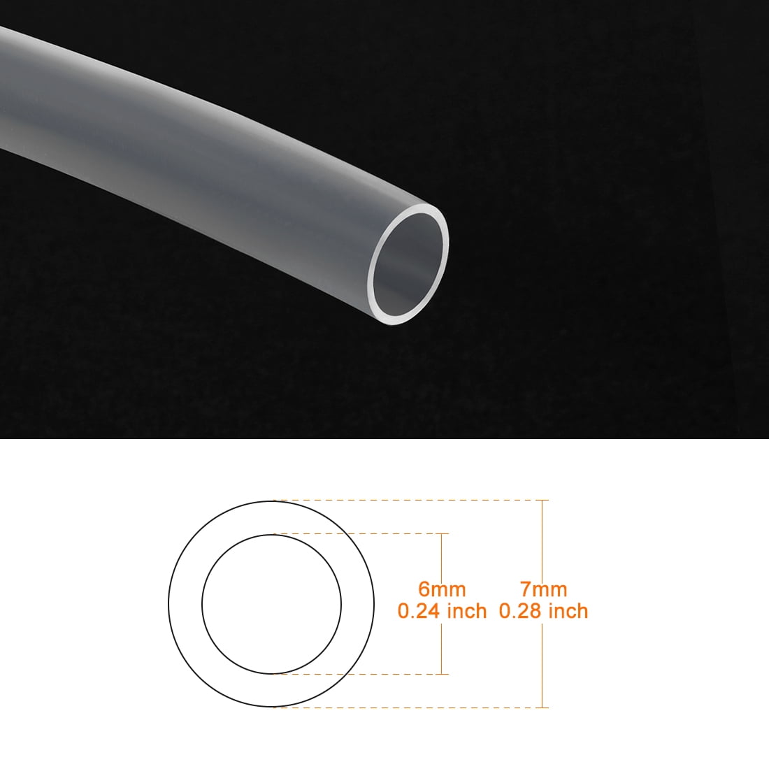 Uxcell 6mm ID 7mm OD Tube 1 Meter 3.3ft Lengh Pipe For 3D Printer RepRap