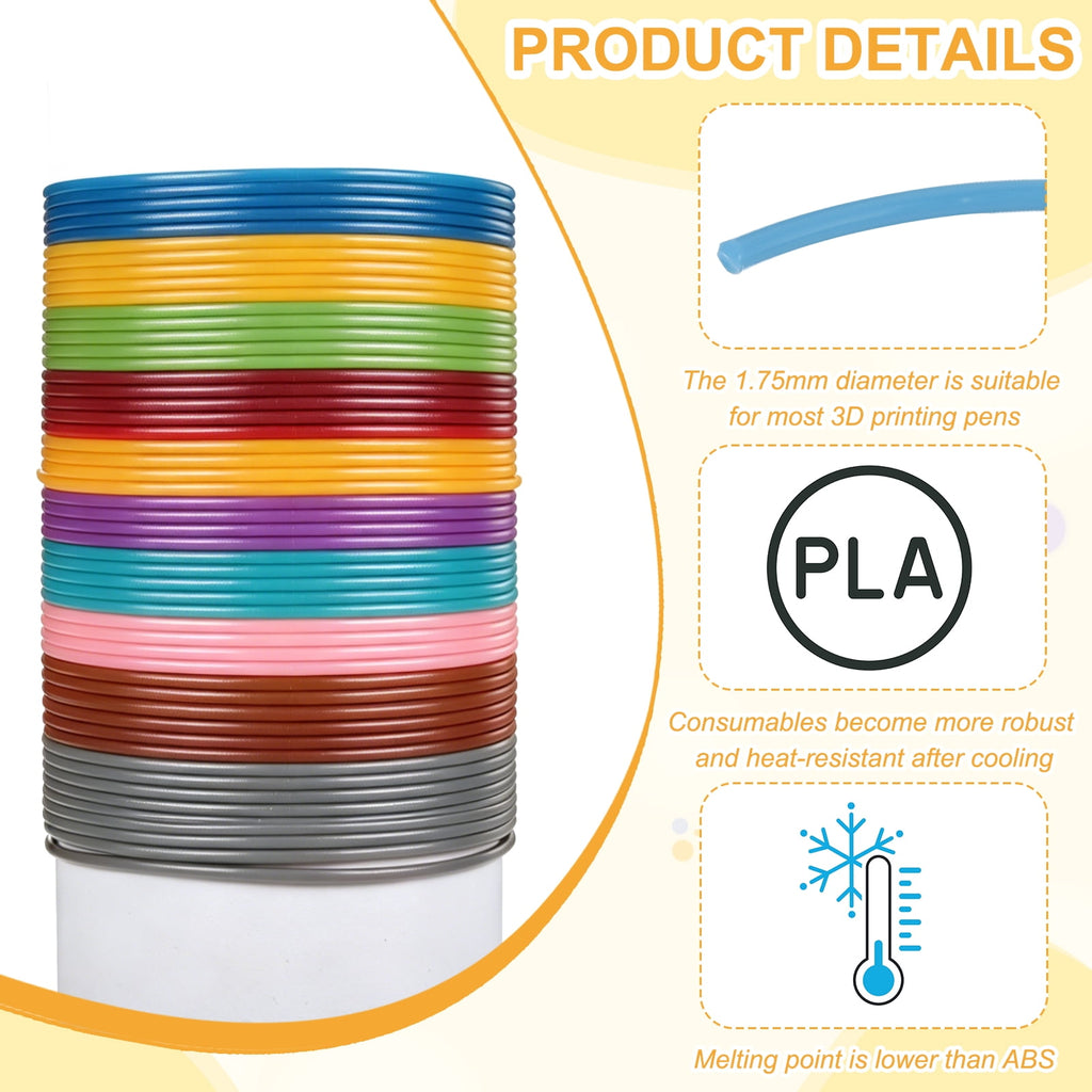 Uxcell 3D Pen Filament 6Pcs 1.75mm Total Length 196.8 Feet Blue PLA, 3D Pen Filament Refills Low Warping, for Creating Pictures Printed Model Printing Pen