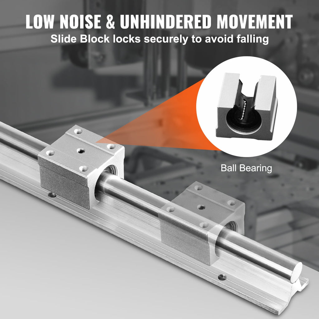KFFKFF Linear Movement Kit, SBR20 2200mm, Includes Dual 86.6-inch SBR20 Guides & Four SBR20UU Bearings, Perfect for Homemade CNC & Automation Tasks