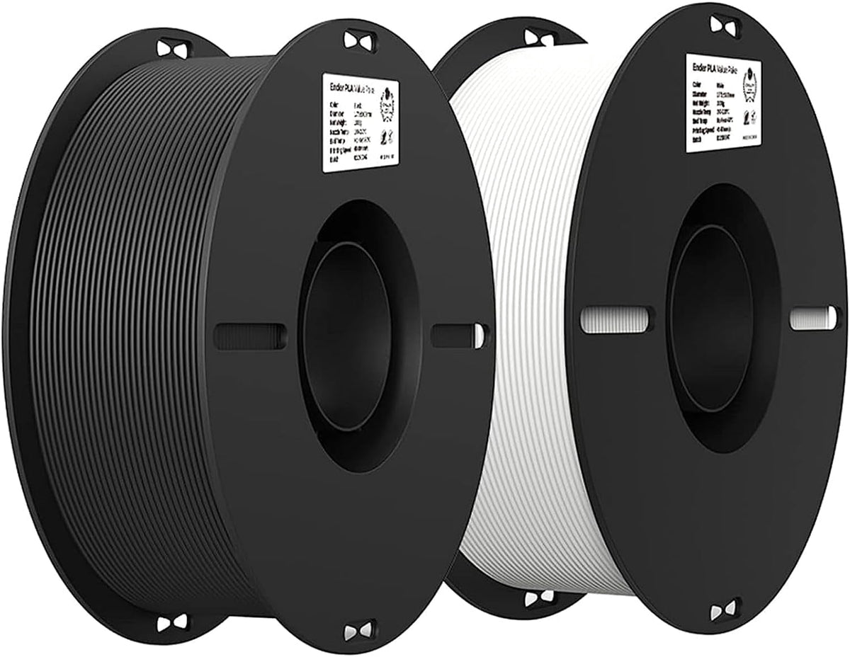 2-Pack Creality 3D Printer Filament, 1.75mm PLA Filament Bundle 2kg for 3D Printing, Ender PLA Filament No-Tangling, Strong Bonding & Overhang Performance, Accuracy +/- 0.02mm, Black & White