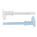 2 Pcs Plastic Sliding Calipers, 5.9 in / 150 mm Vernier Ruler, 0.05 mm Precision Mini Measuring Tool with Dual Scales, White Blue Eyebrow Tattoo Caliper for Permanent Makeup, Jewelry