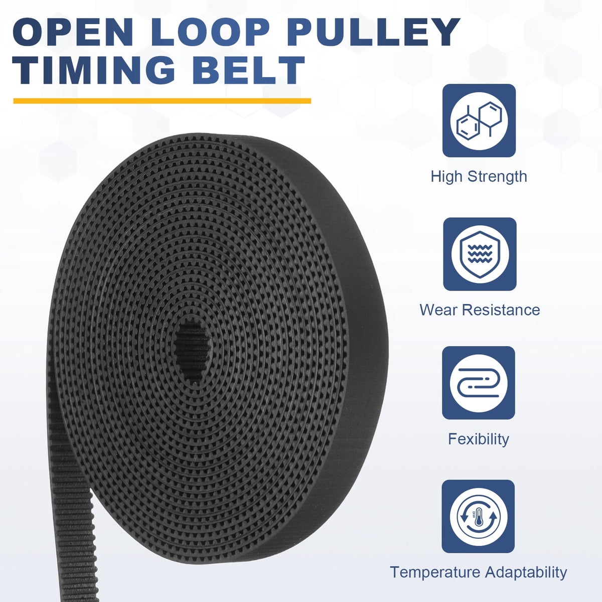 Uxcell Rubber 2GT Timing Belt 10x2000mm 2mm Pitch 1.5mm Thick Black Open Loop Pulley Timing Belt for 3D Printer