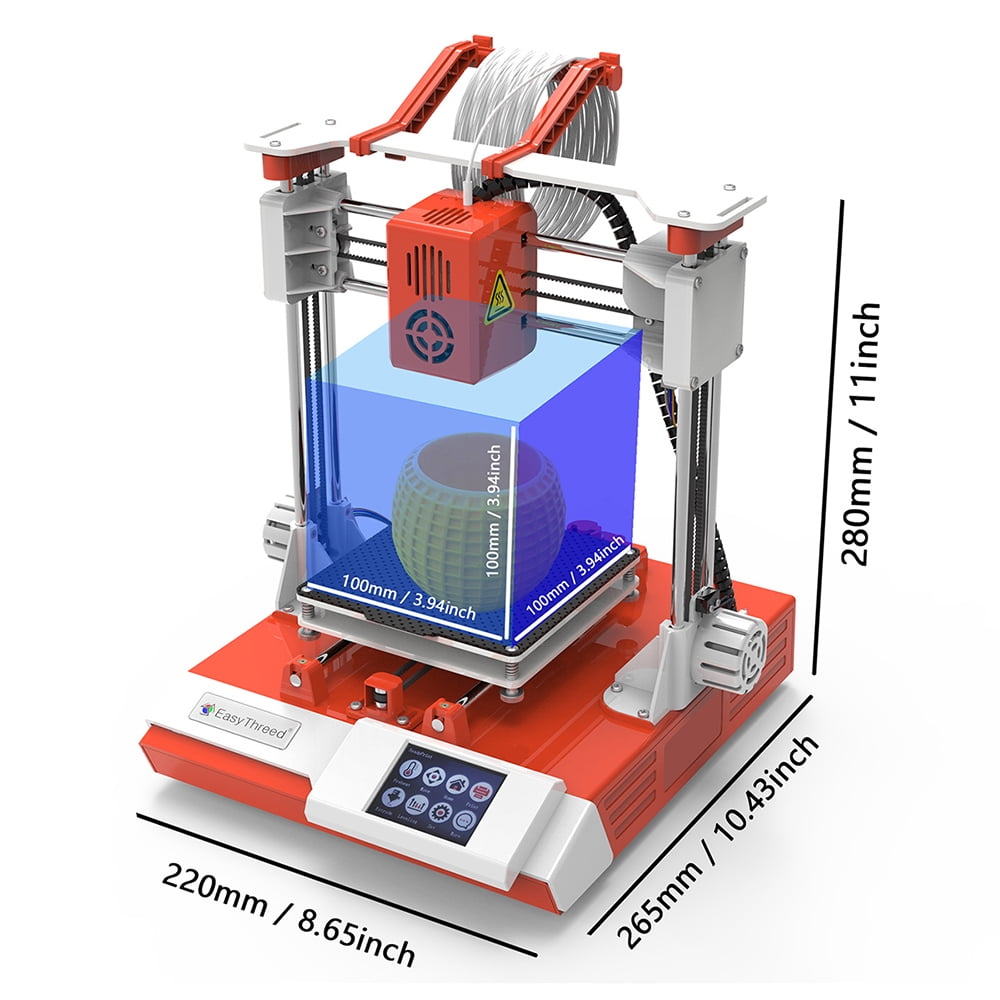 EasyThreed K6 3D Printer for Kids and Beginners, Desktop FDM 3D Printer with 2.4'' Touchscreen Control, 10m PLA Filament, Quick Assembly, Print Size 3.94x3.94x3.94in