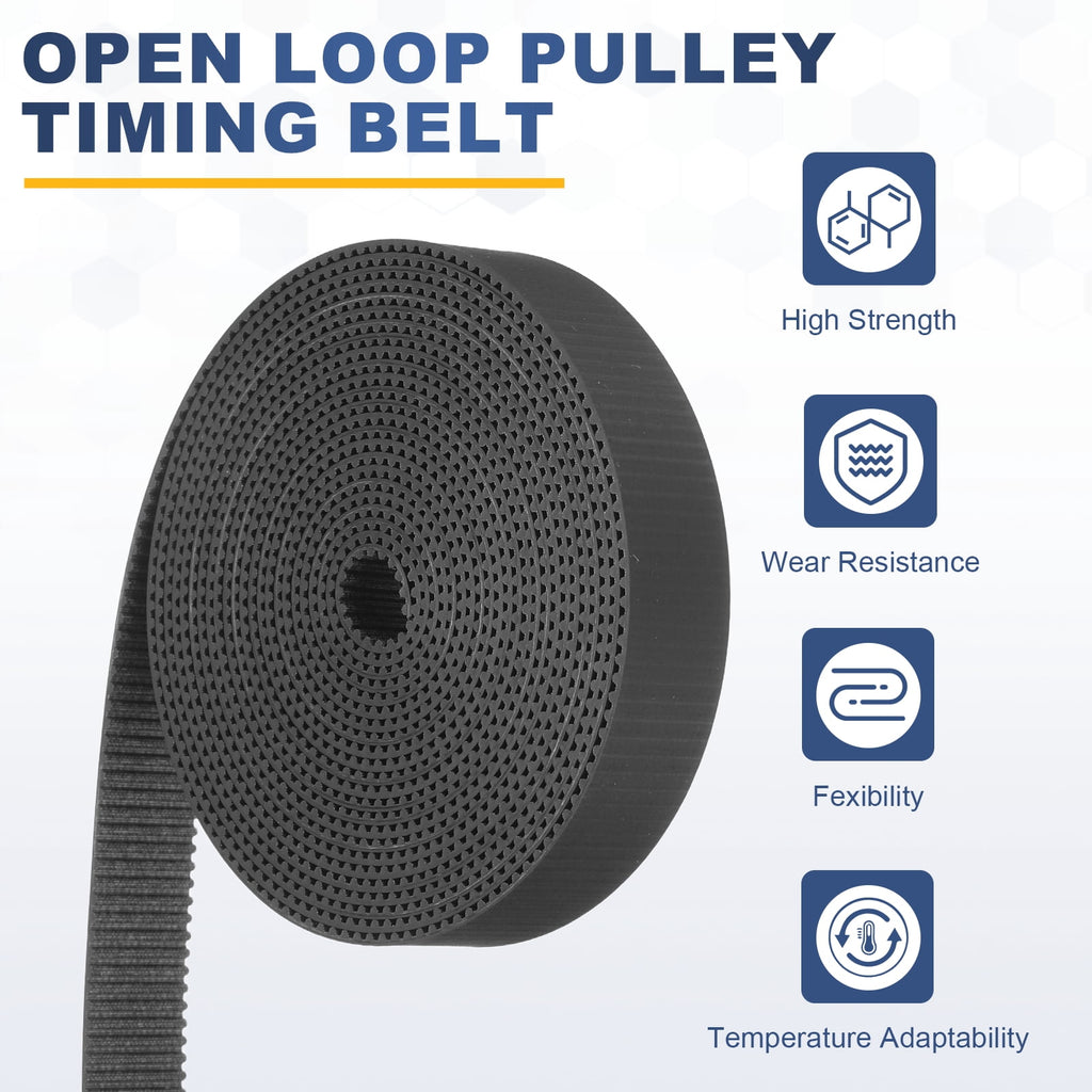 Uxcell Dustproof Rubber 2GT Timing Belt 15x2000mm 2mm Pitch 1.5mm Thick Black Open Loop Pulley Timing Belt for 3D Printer