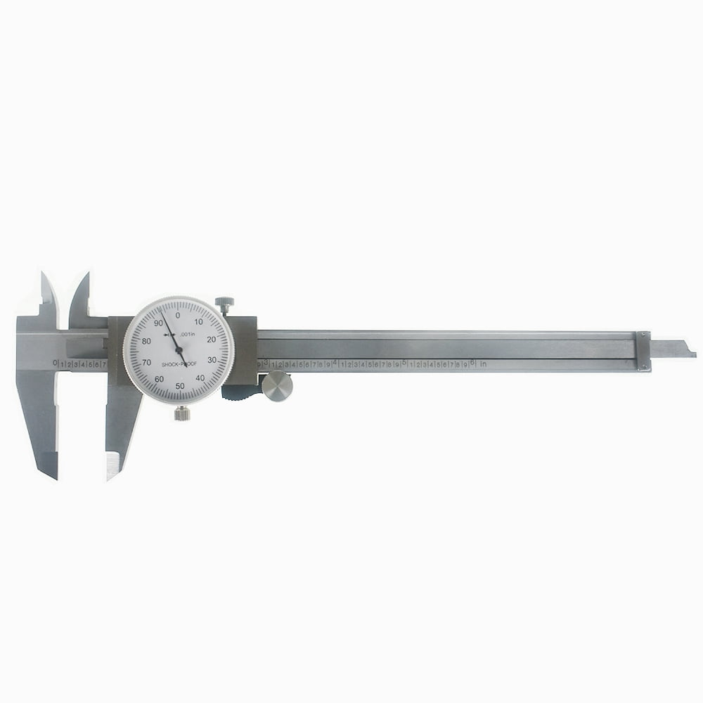 findmall 6" Dial Caliper 0.001 Stainless Steel Shockproof 4-Way Measurement with Plastic Case