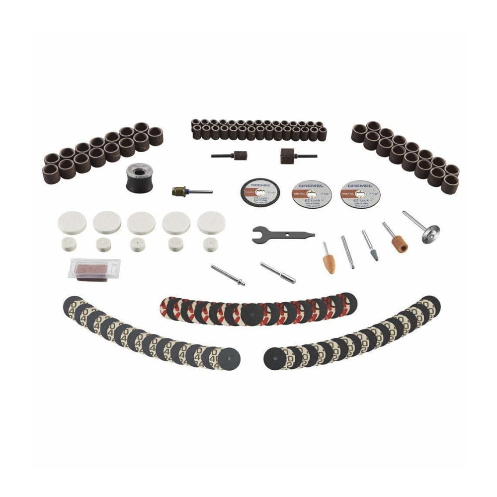 Dremel Rotary Tool Accessory Kit- Accessories- EZ Lock Technology- 1/8 inch Shank- Cutting Bits, Polishing Wheel And Compound, Sanding Disc And Drum, Carving, Sharpening, And Engraving 160-Pieces