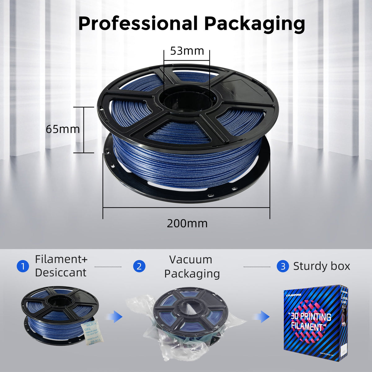 Flashforge PLA Filament 1.75mm, 1KG/2.2lbs PLA 3D Printer Filament, Blue