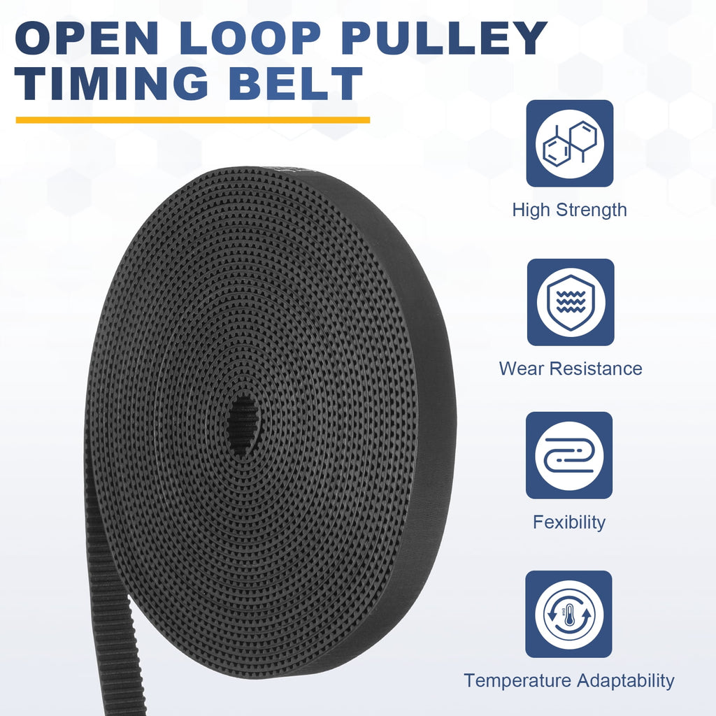 Uxcell Rubber 2GT Timing Belt 10x5000mm 2mm Pitch 1.5mm Thick Black Open Loop Pulley Timing Belt for 3D Printer