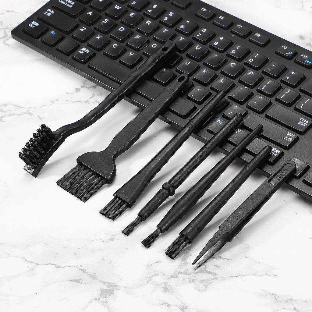 Uxcell ESD Brush, 5Pcs Electronic Cleaning Brush Set with Tweezers Anti Static Cleaning Tools Plastic Pen-Shaped Nylon for PCB Computer Keyboard Camera 3D Printers, 18x12mm Bristles