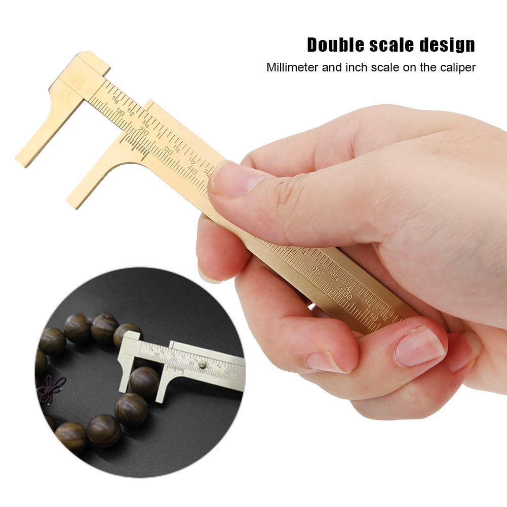 Riousery Double Scale Brass Vernier Caliper Jewelry Maker Measuring Ruler Authenticate Dimensions for Gemstones Beads Walnuts Antiques and Handcrafts 3.15 Inches 80mm