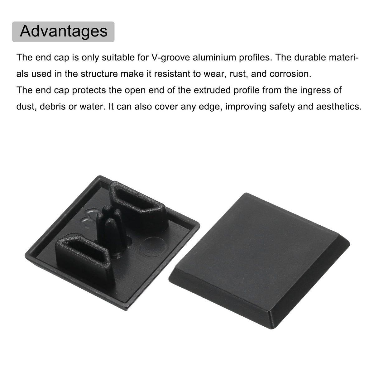 Uxcell 10Pcs 2020 Slot 4.2mm Hole Dia EU Standard Aluminum Profile End Cap 20x20mm ABS Aluminum Extrusion Plug for 3D Printer CNC
