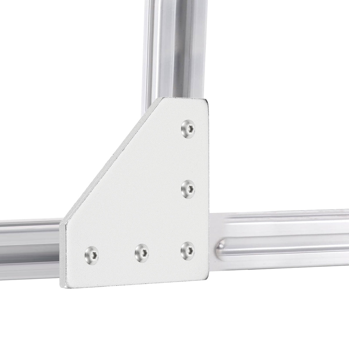 Uxcell 6Set 2020 Corner Bracket Plate, L-Slot Aluminum Extrusion Connector, Outside Joint Plate with Screws for 2020 Series Aluminum Profile 3D Printer Frame, Silver Tone