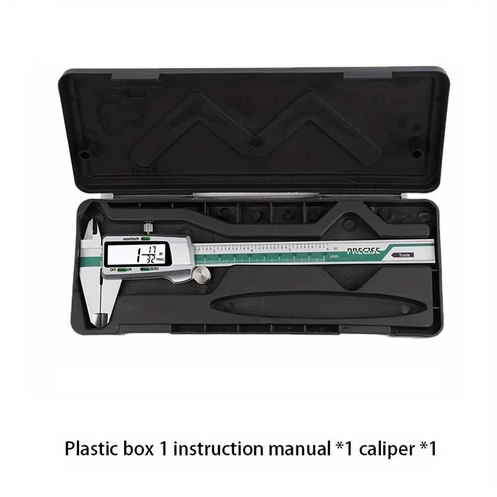 Green Stainless Steel Digital Caliper, 6-Inch Vernier Caliper with LCD Display & Auto-Off for Precision Measurement