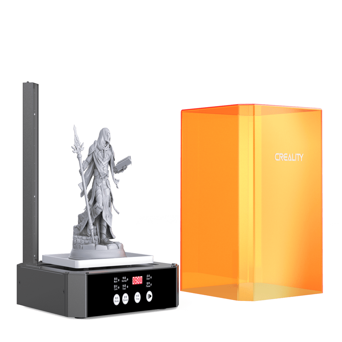 Official Creality UW-03 Wash and Cure Station for LCD/SLA/DLP Resin 3D Printing, 360° Rotational Stronger Curing, Anti-fall Drying Station, Upgraded 405nm UV Light with Wash Basket
