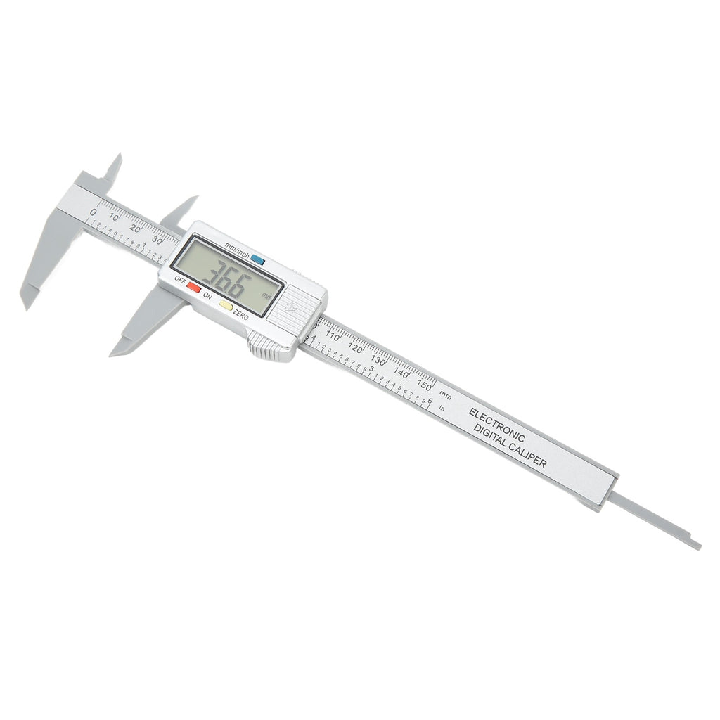 BIMZUC Digital Caliper Electronic LCD Screen Displays 6 inches / 150 mm Measuring Tool Inch Millimeter Conversion PA66 Silver Precise Vernier Measurement Instrument for DIY Woodworking