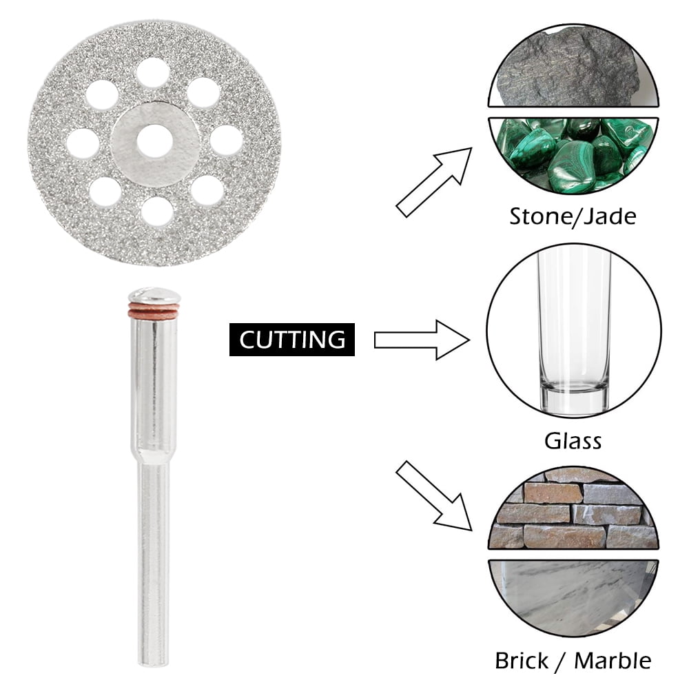 ODOMY 60Pcs Diamond Cutting Wheel Kits, Shank Mini Cut Off Wheel Rotary Tool Accessories with Mandrels for Plastic Metal Wood Stone