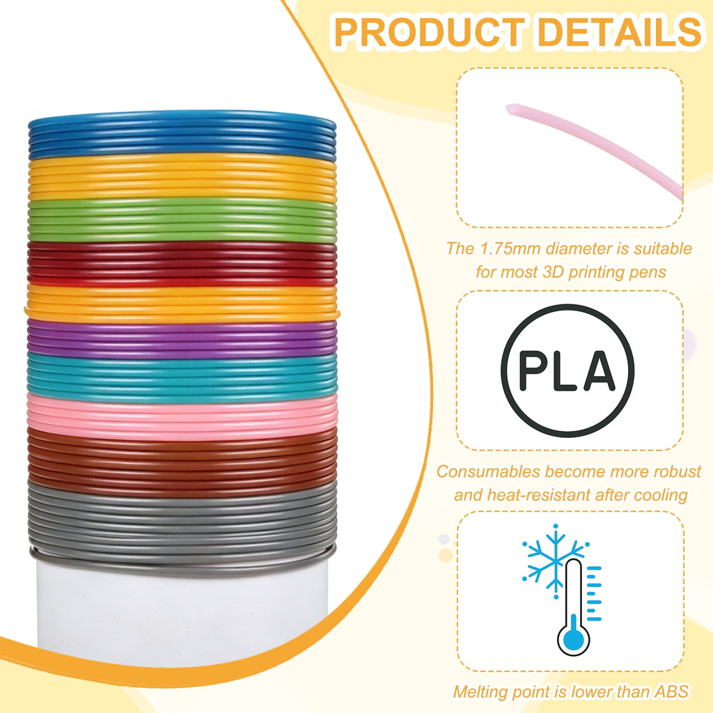 Uxcell 3D Pen Filament 3Pcs 1.75mm Total Length 196.8 Feet Light Pink PLA, 3D Pen Filament Refills Low Warping, for Creating Pictures Printed Model Printing Pen