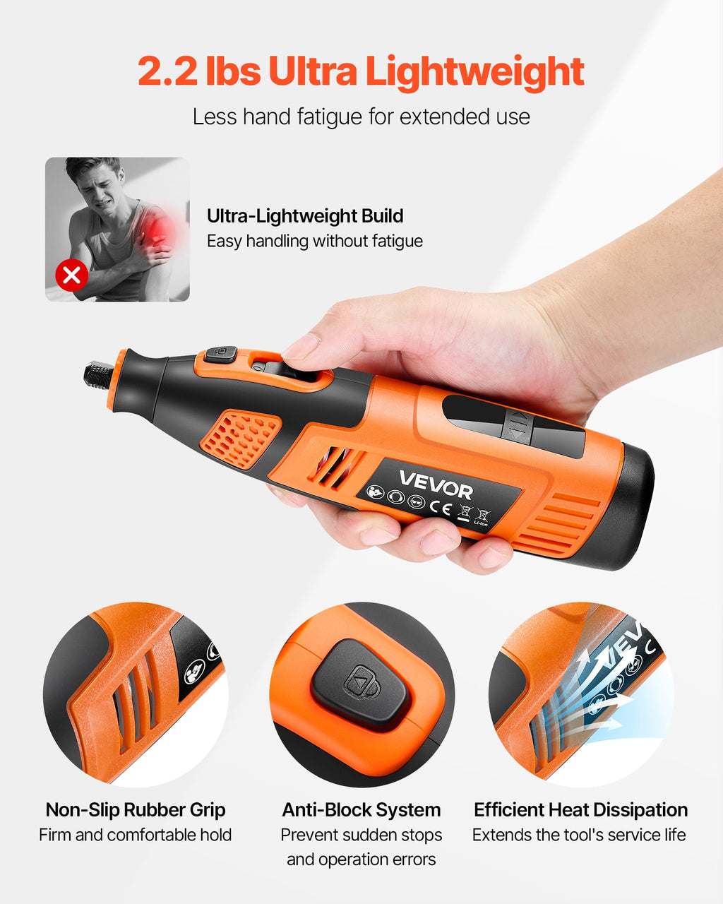 VEVOR 73-Piece Cordless Rotary Tool Kit, DC4V Portable Mini Power Rotary Tool, 5-Level Speed 7000-20000 RPM Multi-Purpose DIY Tools for Engraving, Sanding, Polishing, Carving, Cutting, DIY Crafts