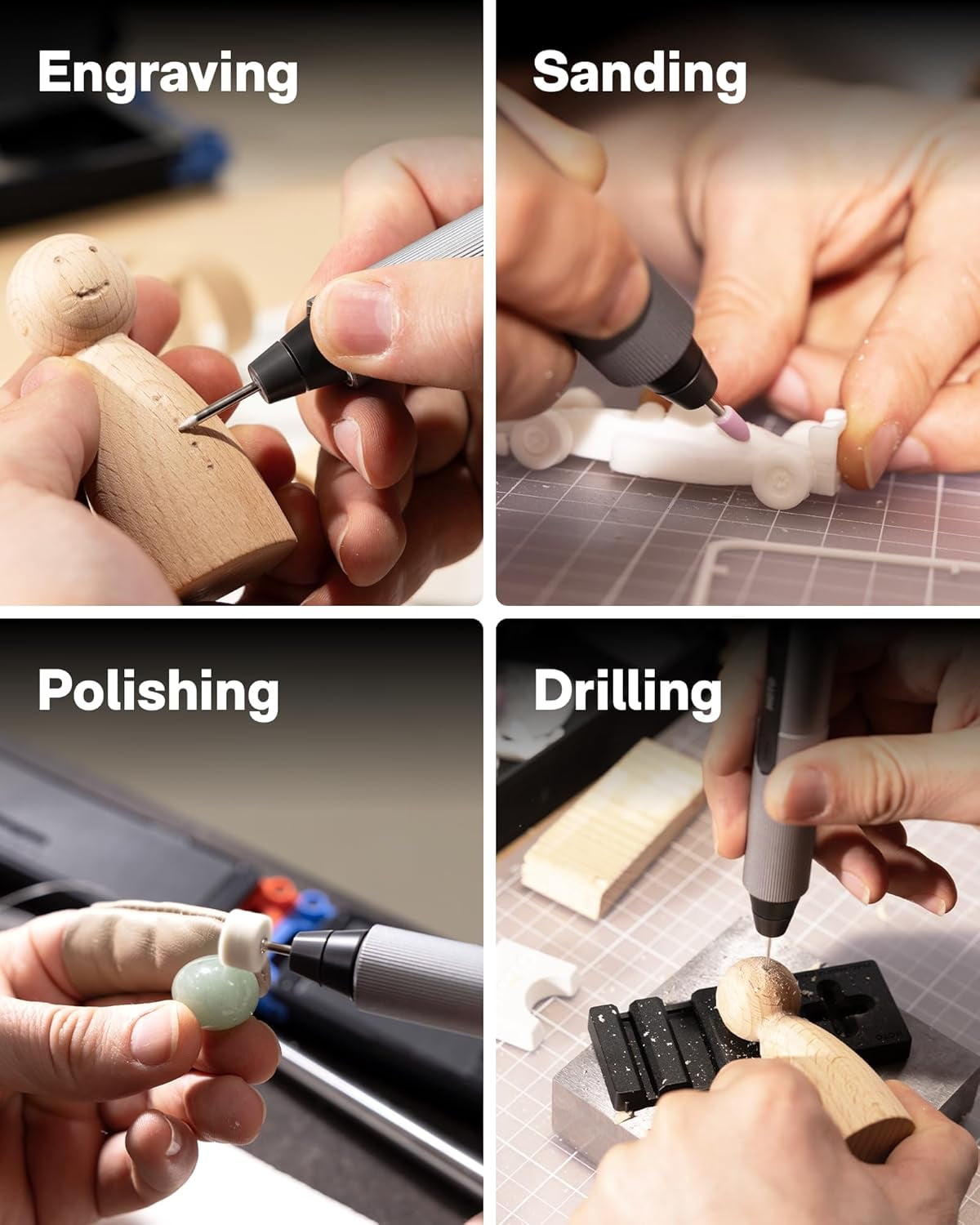 HOTO SNAPBLOQ™ D-A03 Mini Electric Drill Pen, 3-Speed Rechargeable Electric Engraving Pen, 20 Bits LED Light, for Carving, Jewelry Making, PCB, Wood, Plastic, DIY