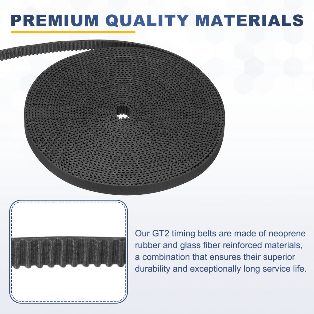 Uxcell Dustproof Rubber 2GT Timing Belt 6x5000mm 2mm Pitch 1.5mm Thick Black Open Loop Pulley Timing Belt for 3D Printer