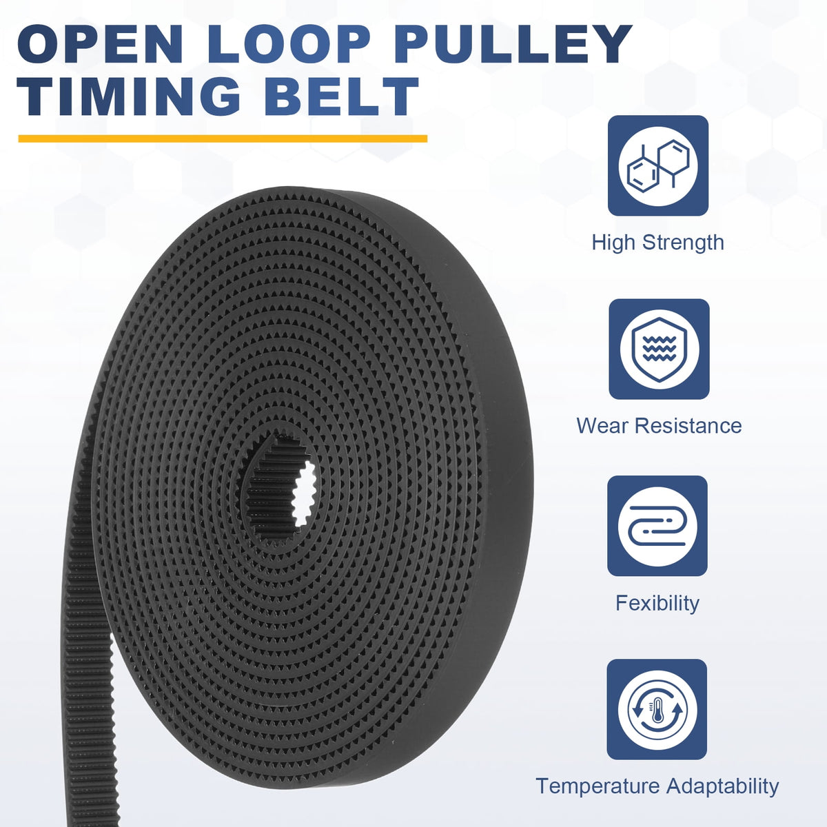 Uxcell Polyurethane PU Steel Cord 2GT Timing Belt 10x2000mm2mm Pitch 2mm Thick Black Open Loop Pulley Timing Belt for 3D Printer