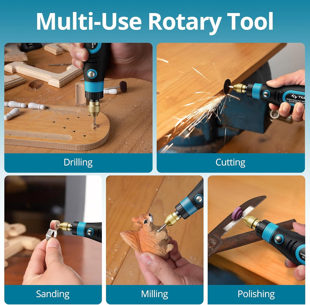 Tilswall Mini Cordless Rotary Tool, 3-Speed and USB Charging Rotary Tool Kit with 82 Accessories, Multi-Purpose 3.7V Power Rotary Tool for Sanding, Polishing, Drilling, Etching, Engraving, DIY Crafts