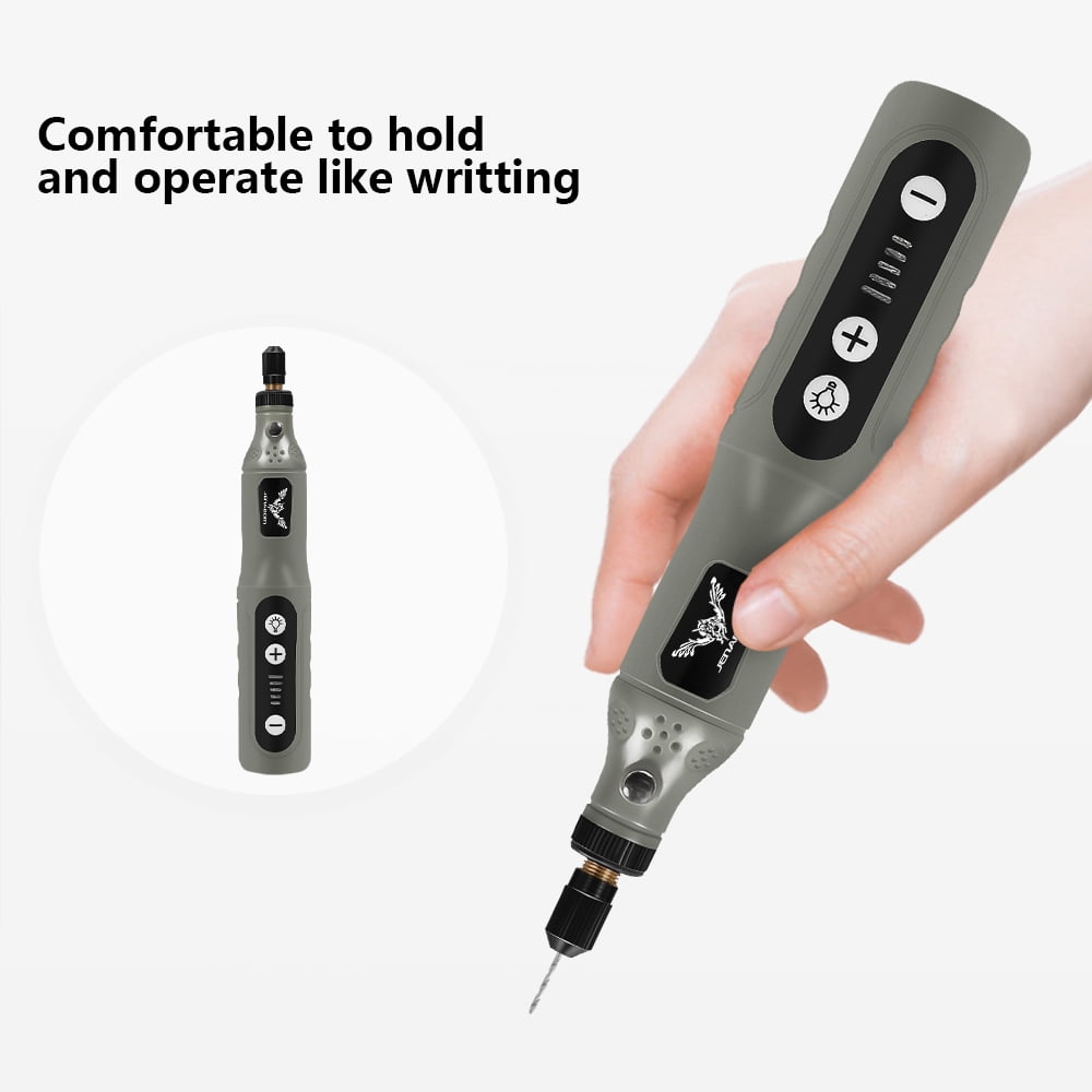 JENABOM Mini Cordless Rotary Tool, 3.7V Electric Rotating Tool, LED Light, 5-Speed 24PCS Accessory Electric Grinder DIY For Polishing, Carving, Orange