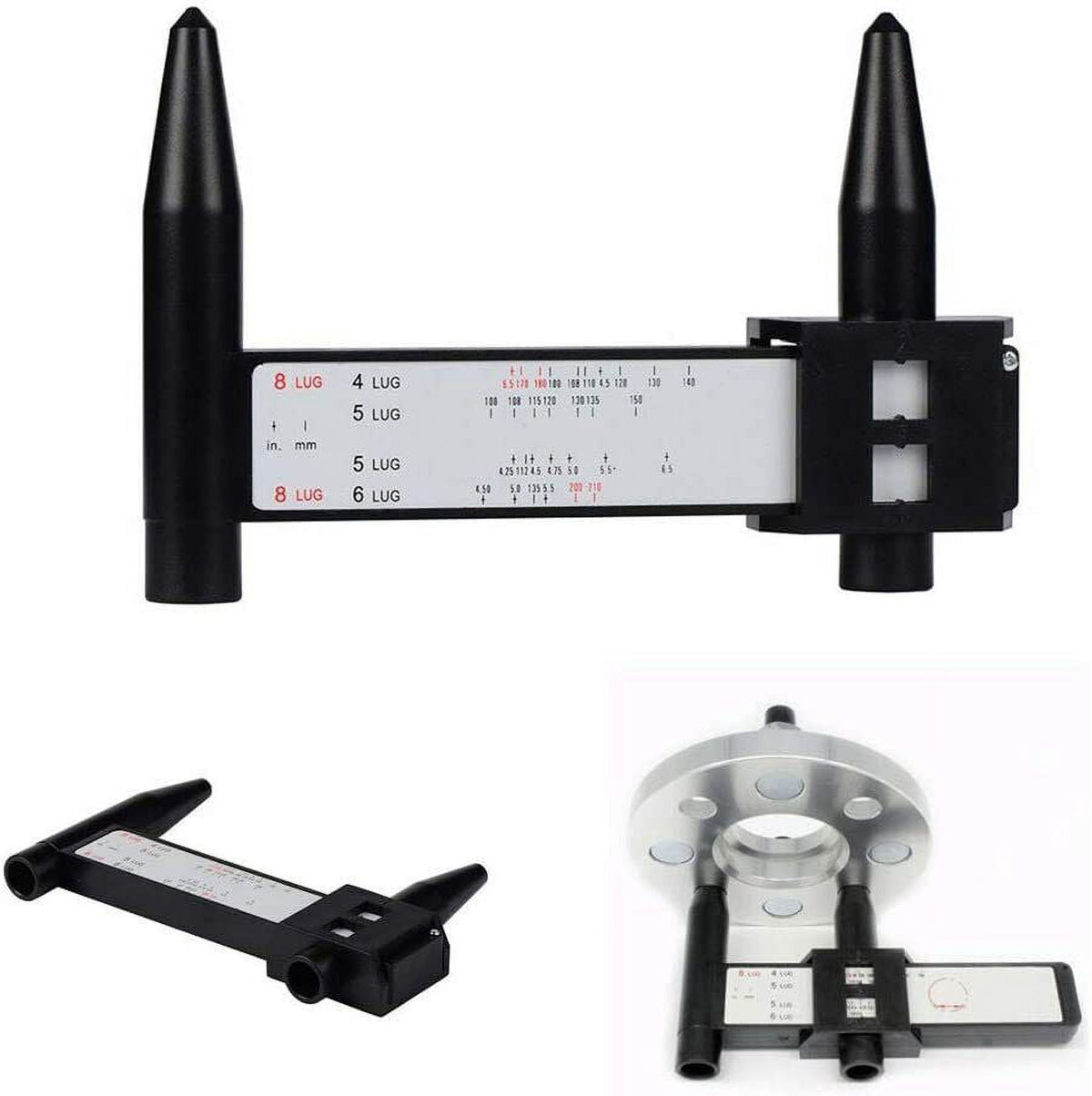 Wheel PCD Gauge Rim Bolt Pattern Measuring Tool for 4 5 6 Holes Sliding Caliper
