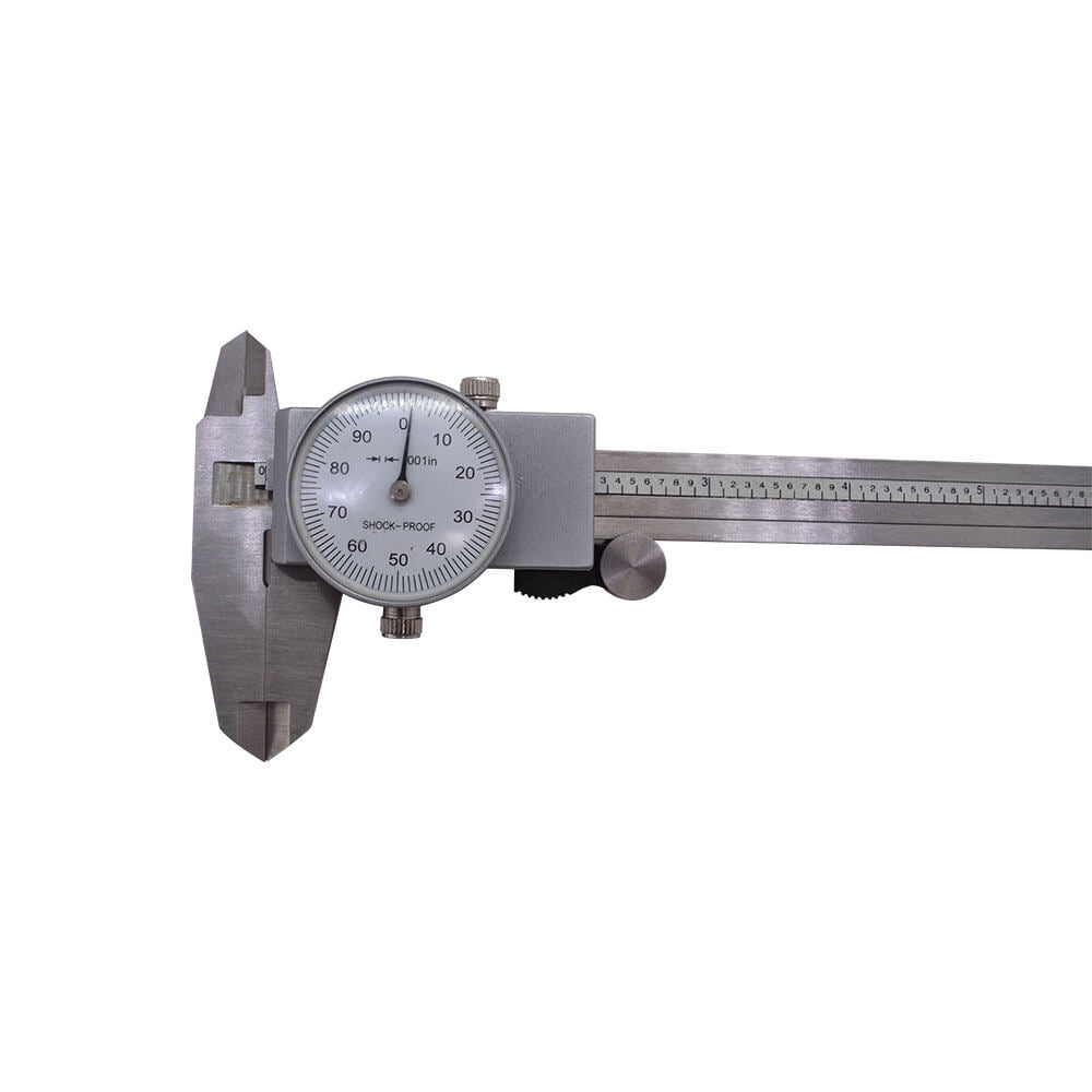 6" Dial Caliper 0.001 Stainless Steel Shockproof 4-Way Measurement with Plastic Case