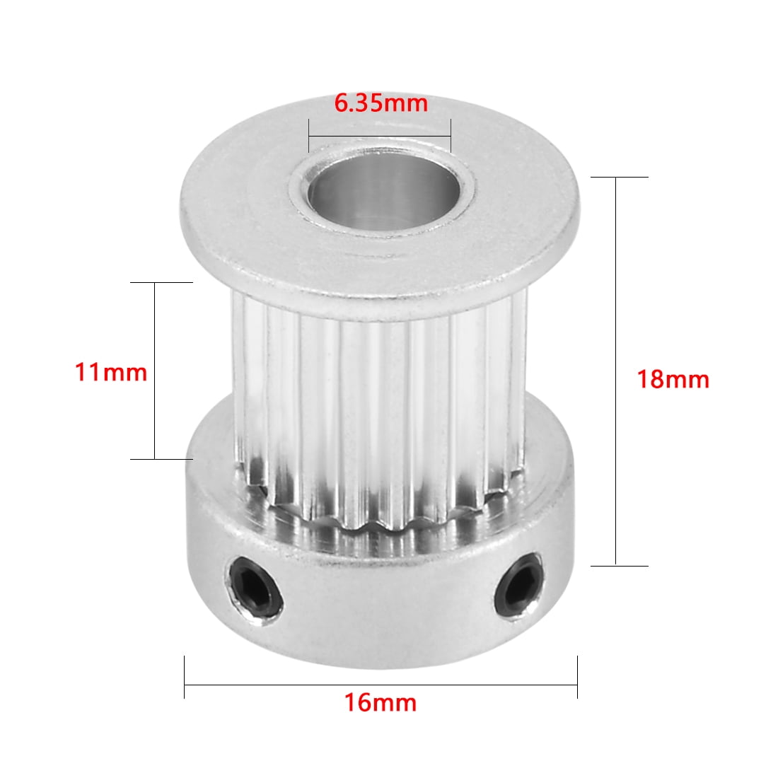 Uxcell 20 Teeth 6.35mm Bore 5mm Pitch Aluminum Timing Belt Pulley for 3D Printer