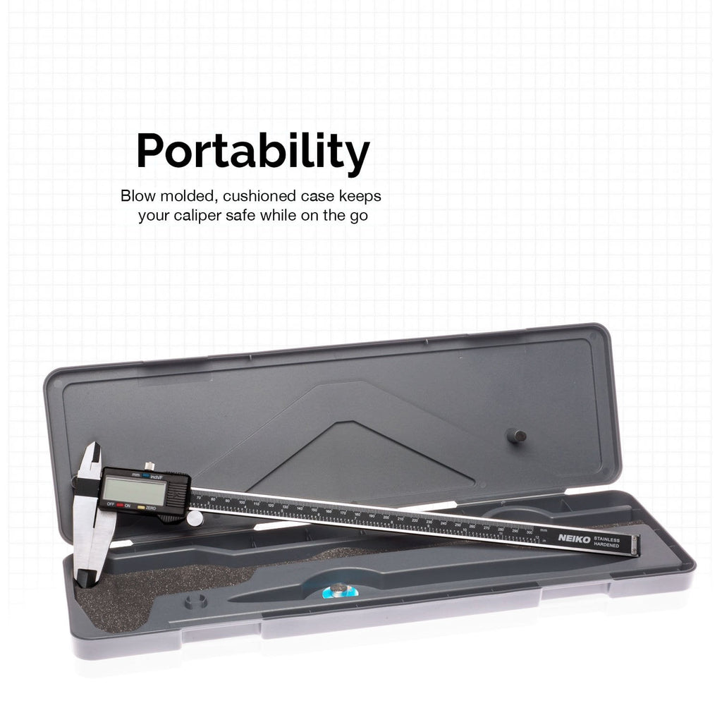 NEIKO 01409A 12” Electronic Digital Caliper | Extra Large Display | 0-12 Inches | Inch/Fractions/Millimeter Conversion | Polished Stainless Steel