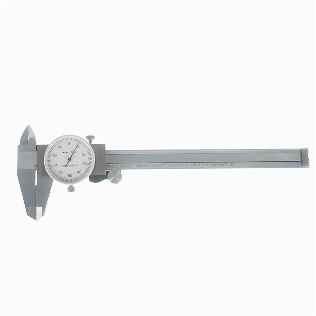 munirater Dial Caliper - 0.0005" Resolution 0.001" Accuracy Shockproof Internal External Depth Steps SAE Measurement 0 - 6" Stainless Steel Dial Caliper with Plastic Case