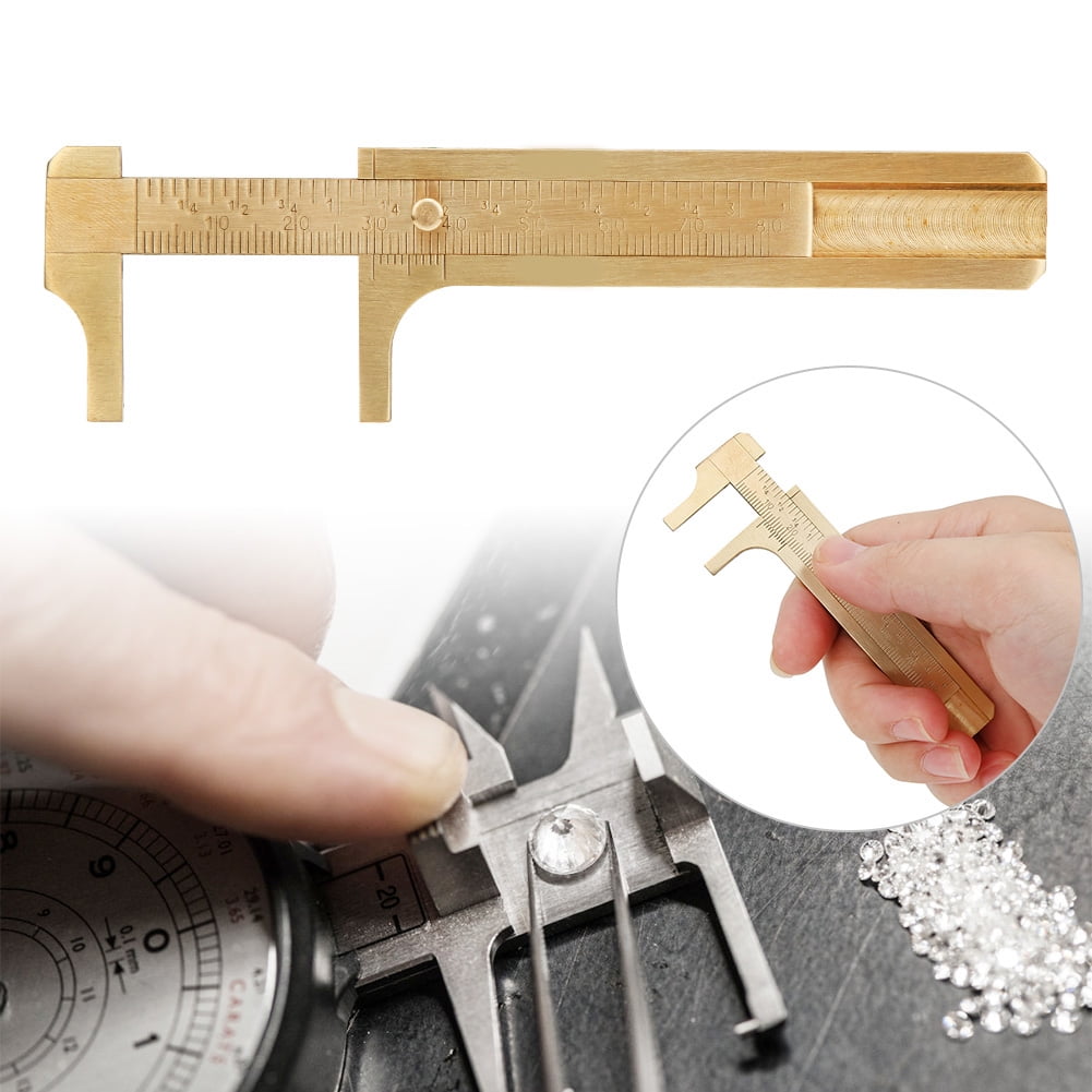 Riousery Double Scale Brass Vernier Caliper Jewelry Maker Measuring Ruler Authenticate Dimensions for Gemstones Beads Walnuts Antiques and Handcrafts 3.15 Inches 80mm