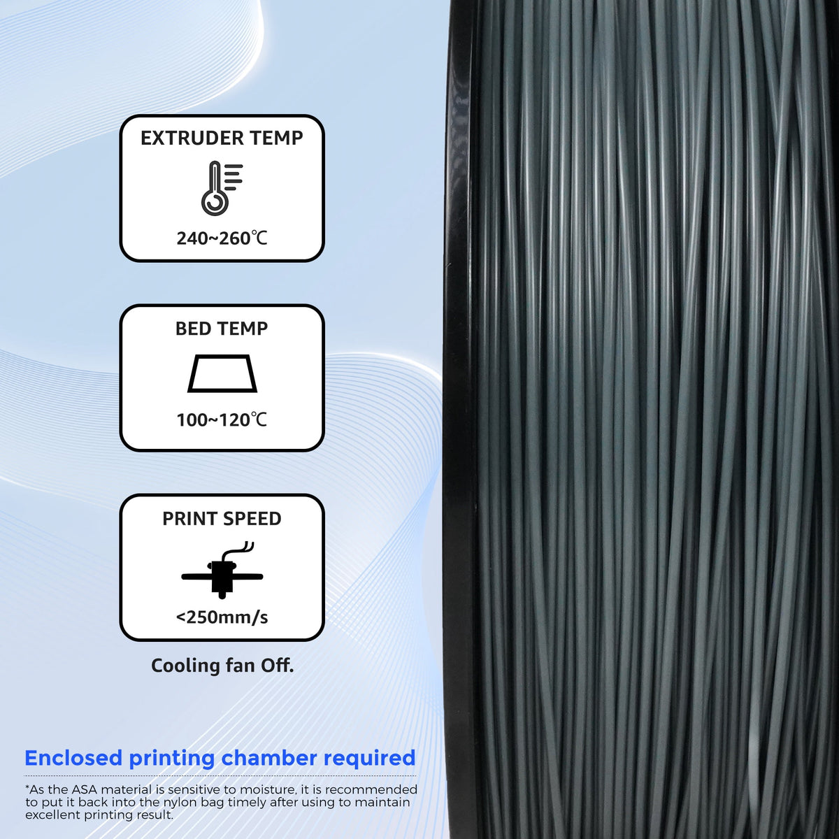 Flashforge ASA Filament 1.75mm, 1KG/2.2lbs ASA 3D Printer Filament, Burnt Titanium
