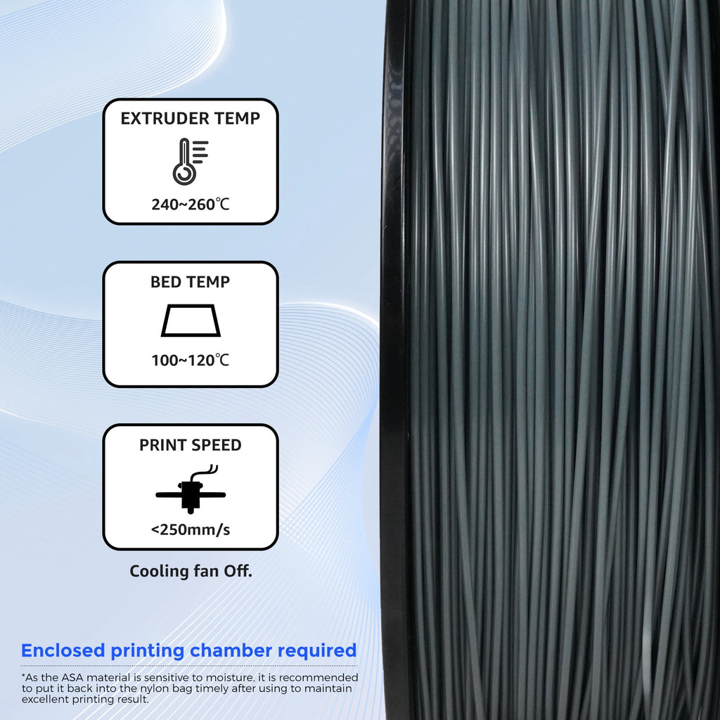 Flashforge ASA Filament 1.75mm, 1KG/2.2lbs UV Resistant ASA 3D Printer Filament with Satin Finish, Natural
