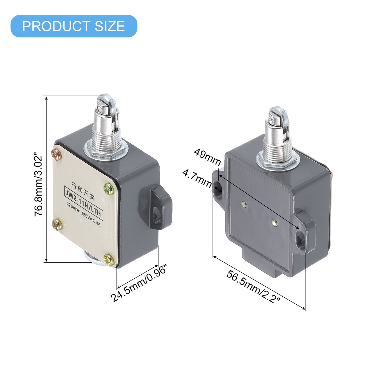 Limit Switch Roller Plunger JW2-11H/LTH Mount 1NC1NO 3D Printer Switch Metal Momentary Switch 3 Pcs