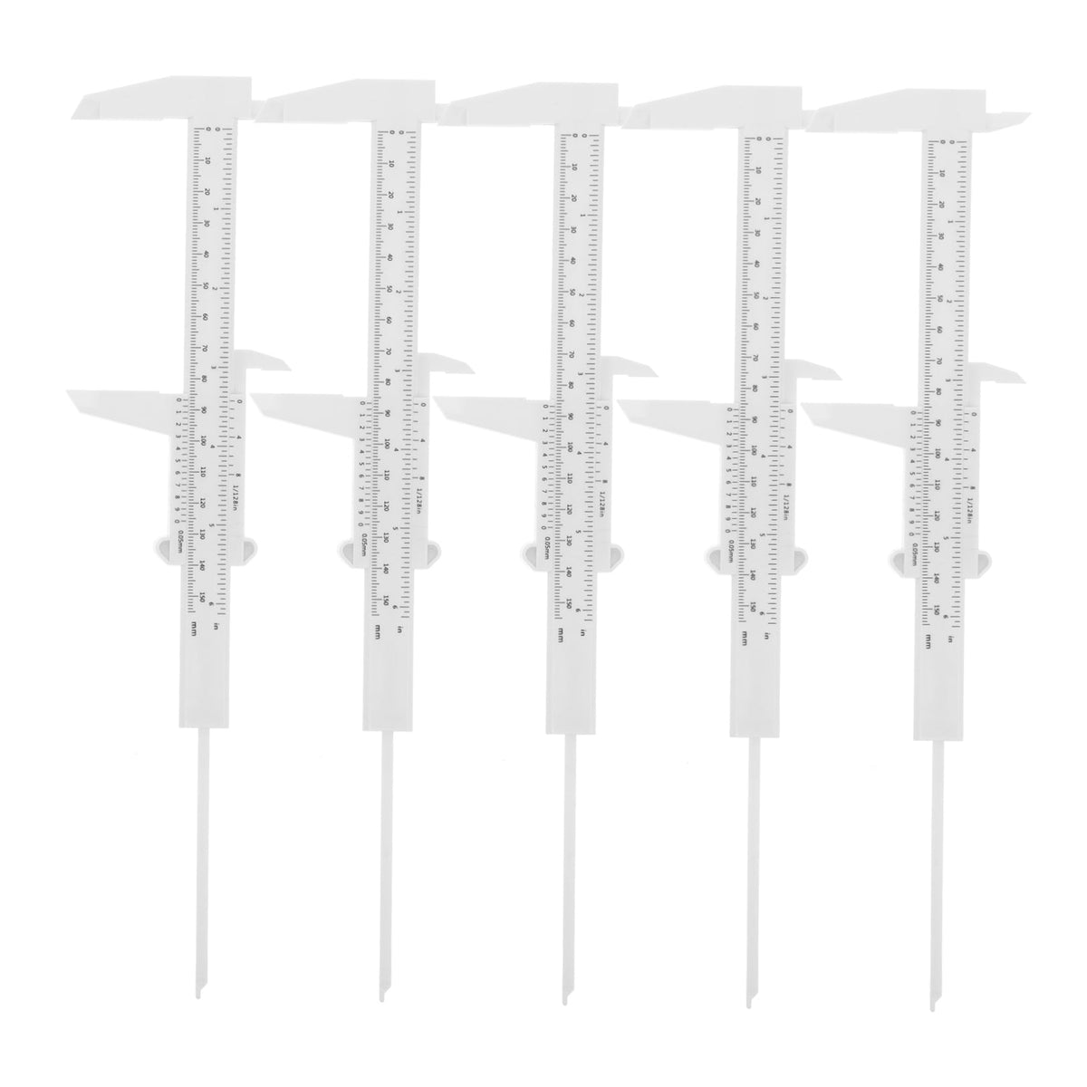 WEUVEB 5Pcs Plastic Vernier Calipers Portable Lightweight Measuring Tool with Vernier Scale