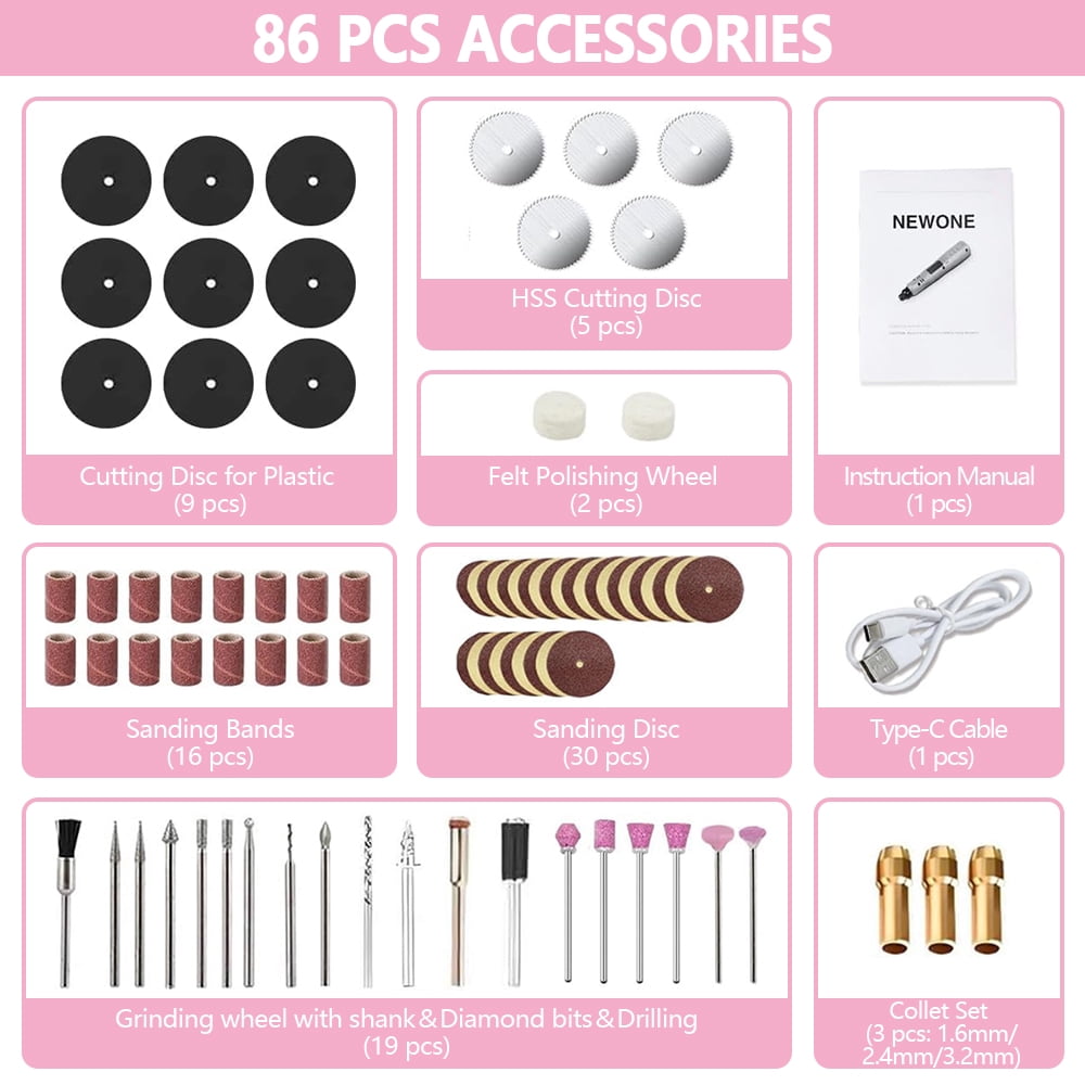 3.6V DIY Mini Electric Rotary Tool, 3 speed and USB charging with 86pcs accessories, Cordless Household Hand-held Electric Engraving Tool For Engraving