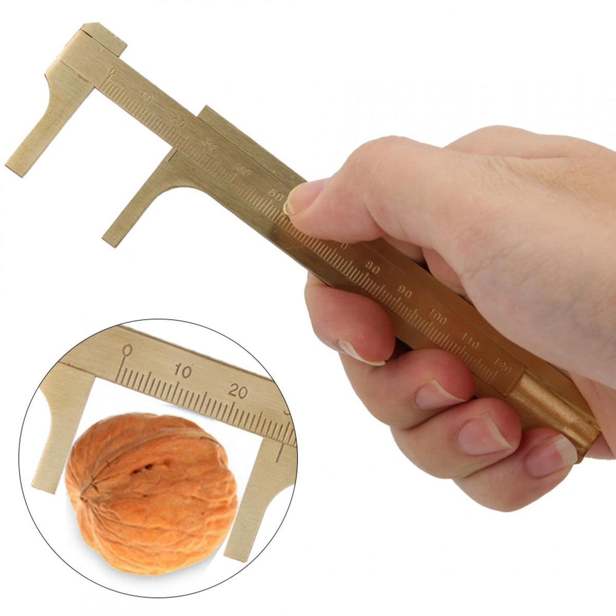 BIMZUC Brass Vernier Caliper 3.94 inches / 10 cm Pocket Measuring Tool for Jewelry Woodworking Crafts and Stones