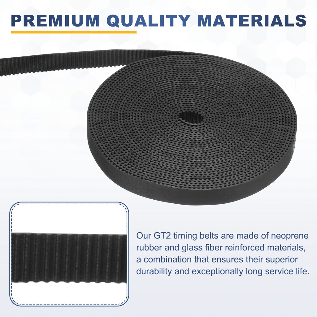Uxcell Rubber 2GT Timing Belt 10x5000mm 2mm Pitch 1.5mm Thick Black Open Loop Pulley Timing Belt for 3D Printer