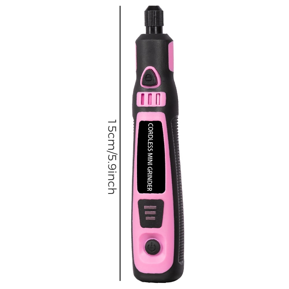 INTELIVE 50pcs Mini Cordless Rotary Tool Set, 16000RPM Cordless Electric Grinder Set Kit, Lightweight Mini Grinder with 3 Speeds for Curving DIY Cutting Crafting Work, Pink
