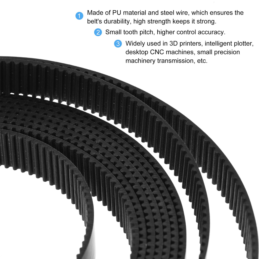 Uxcell Black Timing Belt 5 Meter Circumference 6mm Width Opening Fit Synchronous Pulley Wheel for 3D Printer