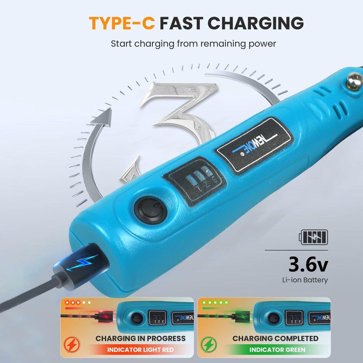3.6V DIY Mini Electric Rotary Tool, 3 speed and USB charging with 86pcs accessories, Cordless Household Hand-held Electric Engraving Tool For Engraving