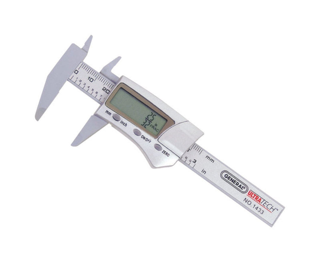 General Tools 1433 Fraction Plus Digital Fractional Caliper, Carbon Fiber, 3-Inch
