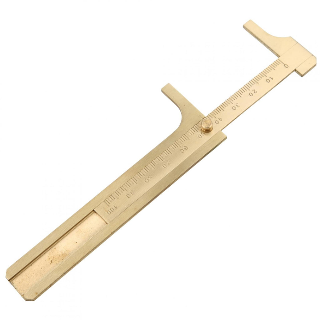 BIMZUC Brass Vernier Caliper 3.94 inches / 10 cm Pocket Measuring Tool for Jewelry Woodworking Crafts and Stones