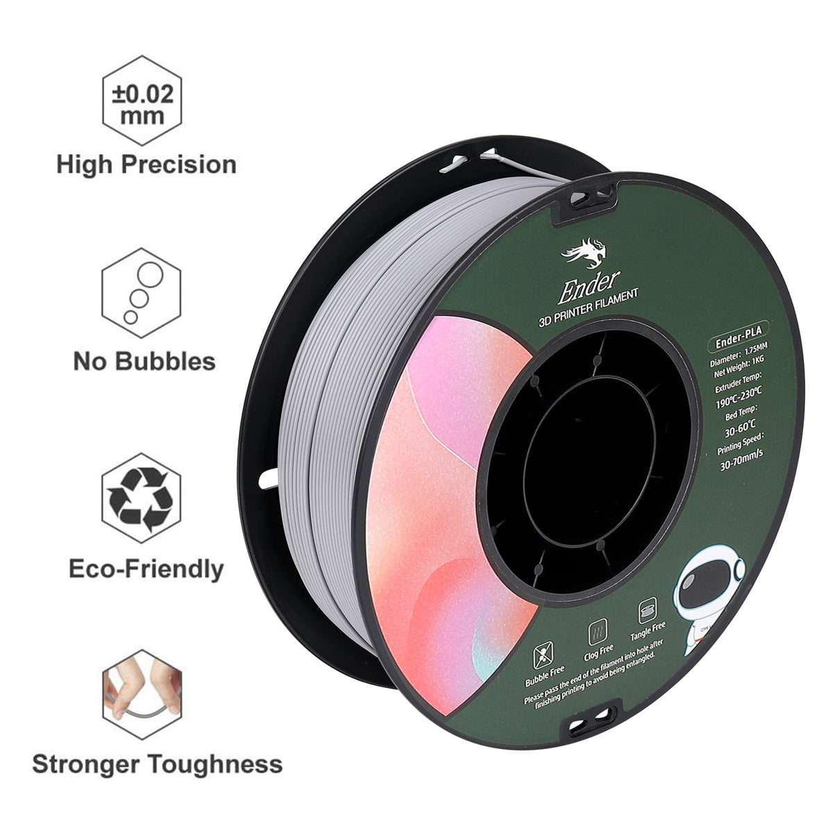 Creality Toughness PLA Filament 1.75mm Grey 1KG 3D Printer Filament