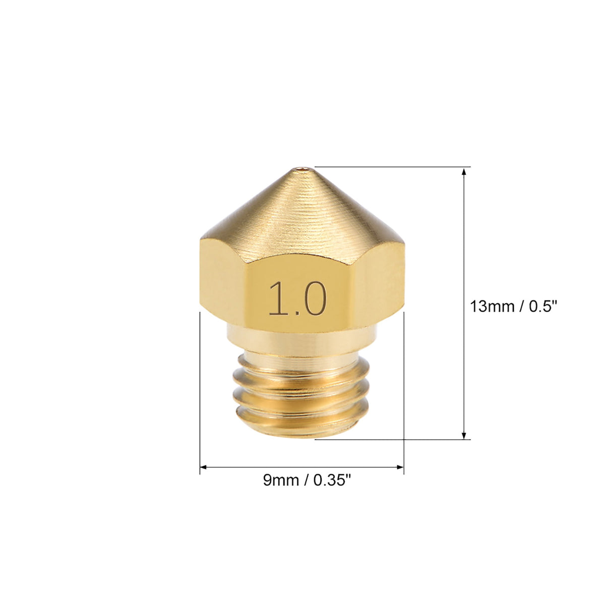 0.4mm 3D Printer Nozzle Head M7 Thread Replacement for MK10 1.75mm Extruder Print Brass 5pcs