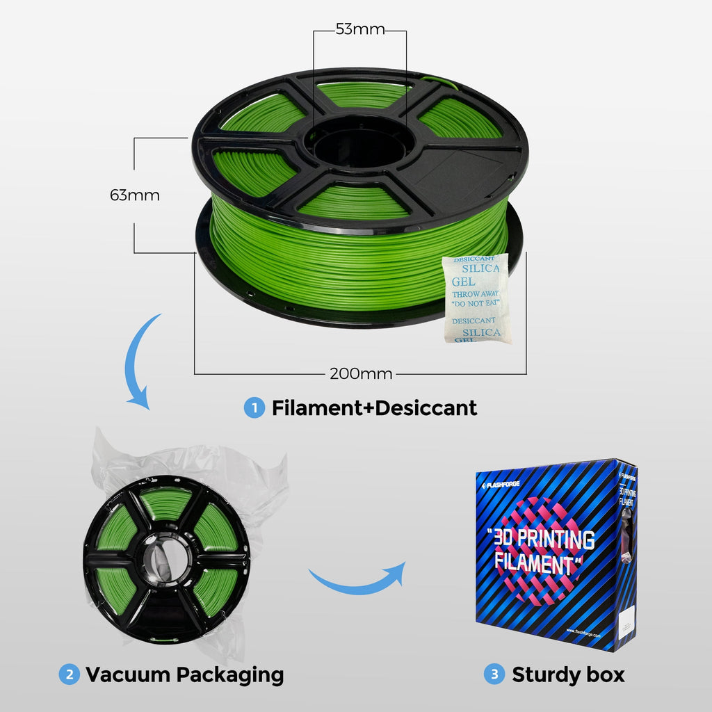 Flashforge ABS Pro Filament 1.75mm, 1KG/2.2lbs ABS Pro 3D Printer Filament, Green